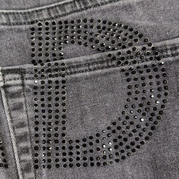 Good American size 14/32 Black Good Waist Skinny Jeans with Rhinestone BAD - Picture 10 of 13